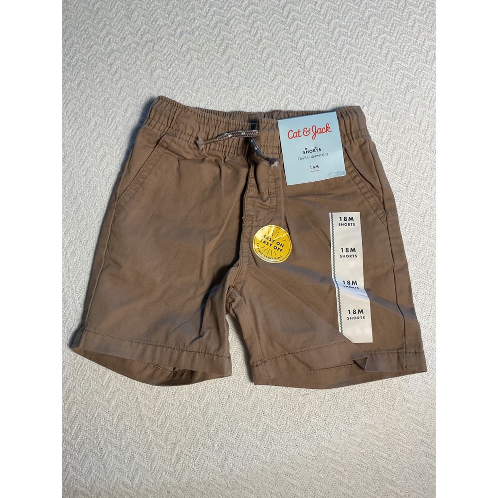 Cat & Jack Boys 18M Brown Flexi Waistband Easy On Drawstring Shorts NWT